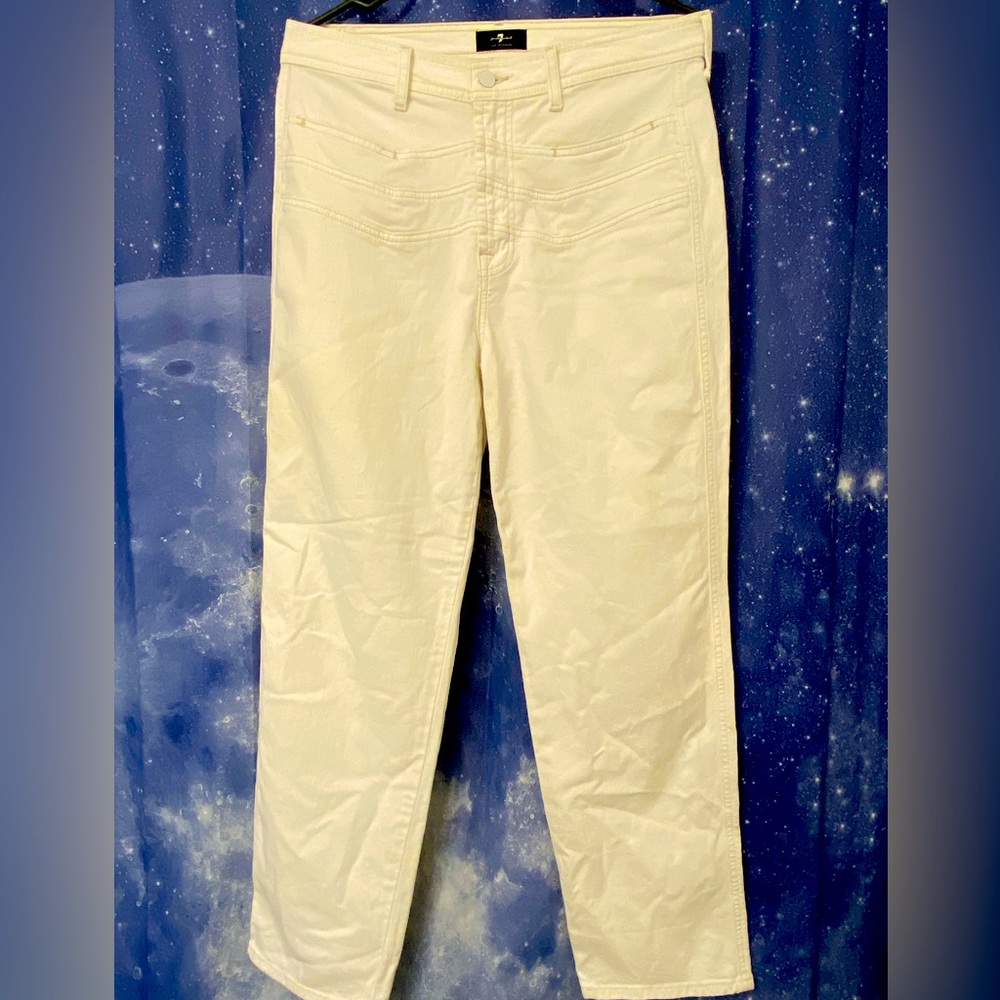 7 for all mankind white denim women’s pants